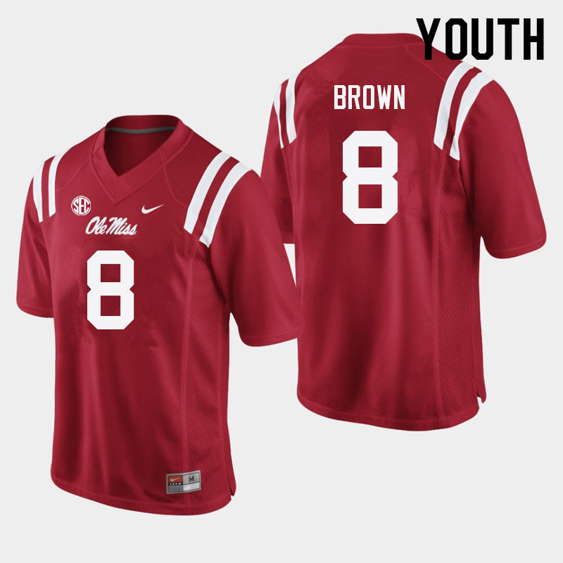 Youth #8 Troy Brown Ole Miss Rebels College Football Jerseys Sale-Red